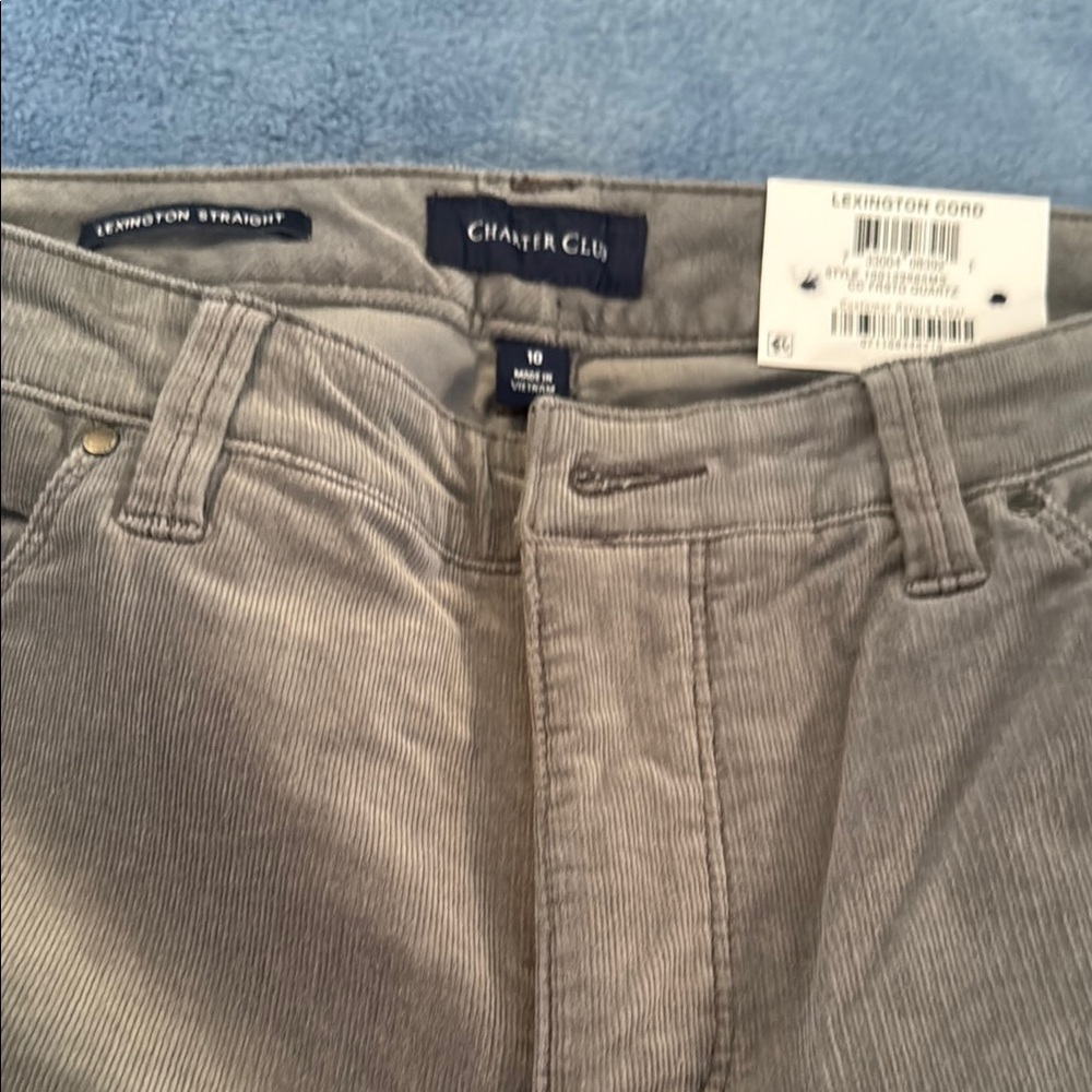 Charter Club Gray Straight Leg Pants Corduroy Elegance